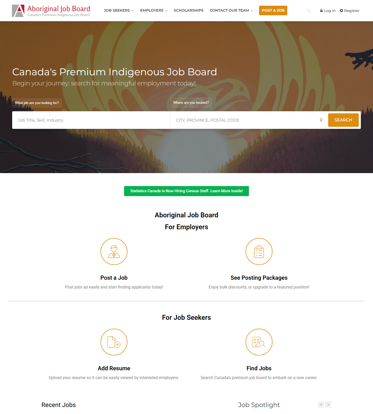 Aboriginal Job Board 홈 상단