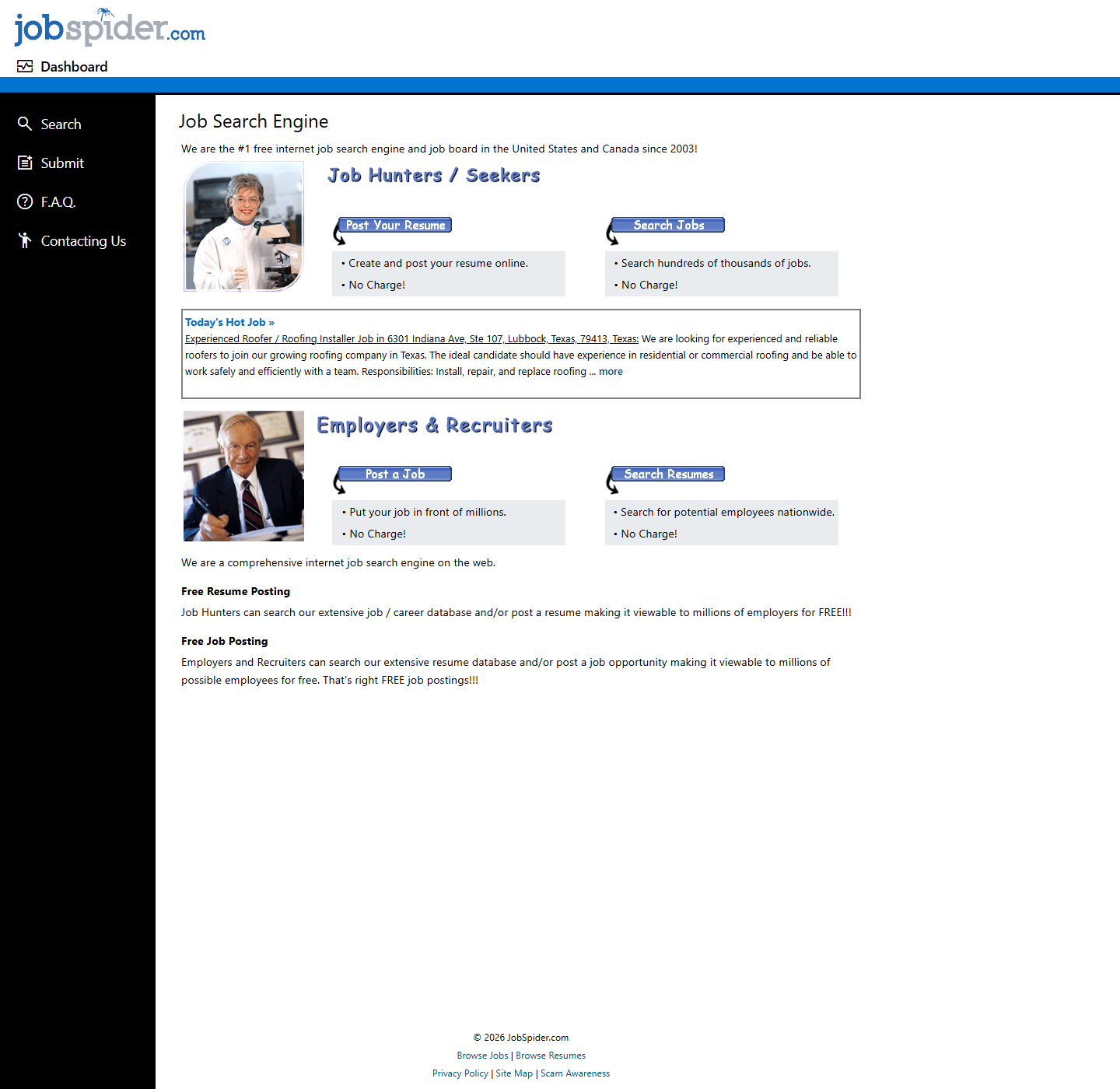 JobSpider 홈 상단