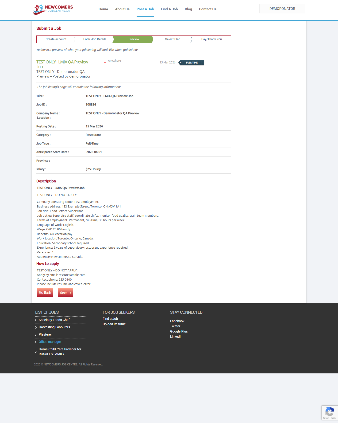 Newcomers Job Centre 고용주 Preview 상단 스크린샷